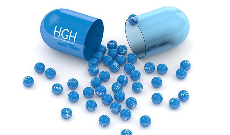 3d render of HGH pill with granules