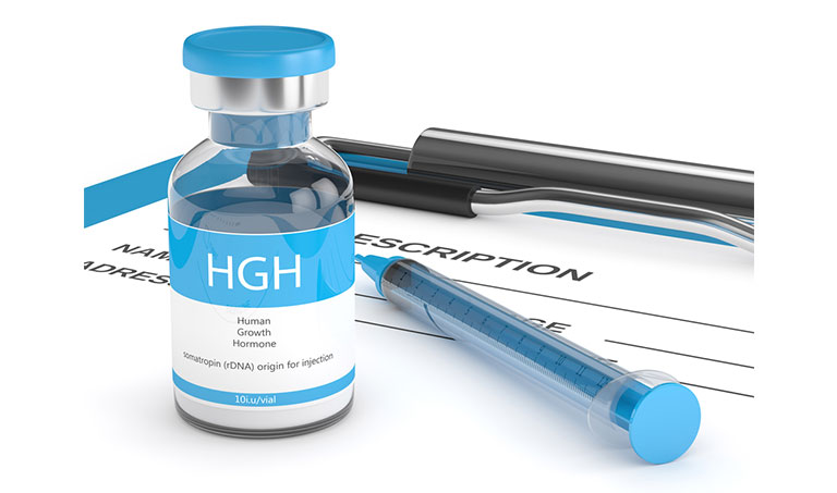 3d render of HGH vial with syringe