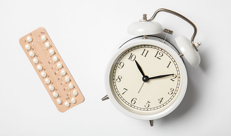 Female birth control pills and alarm clock
