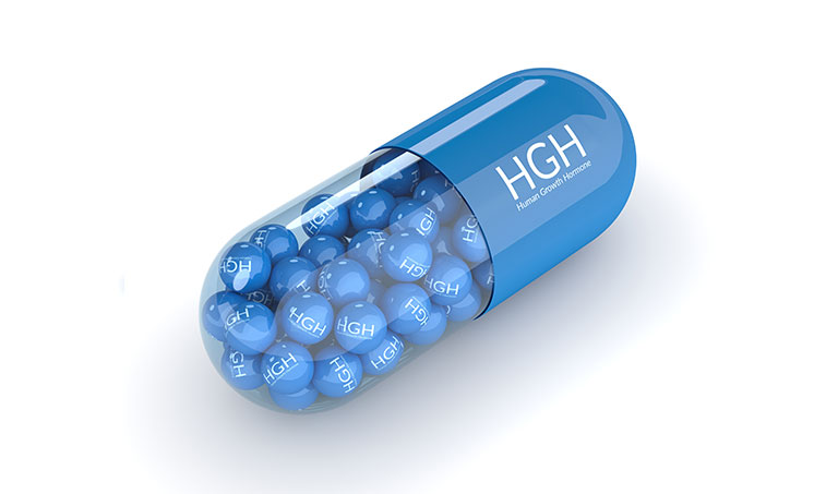 3d render of HGH pill with granules